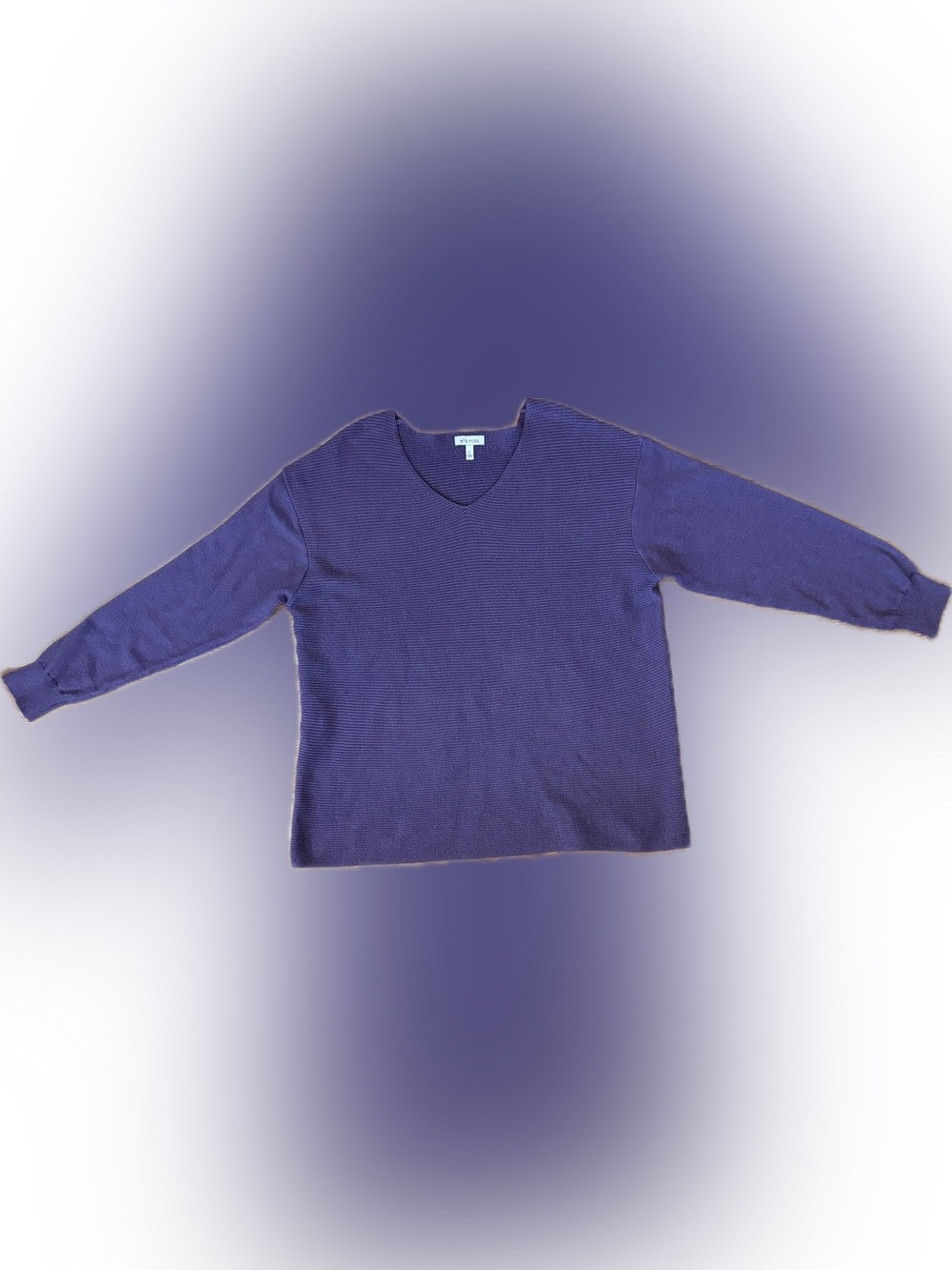 ella moss Soft Ribbed V-Neck Sweater Purple Large